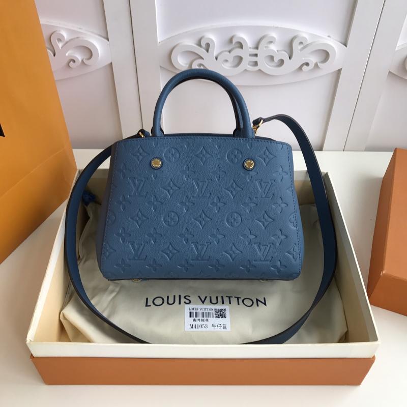 LV Handbags Tote Bags M44314 Full Leather Denim Blue